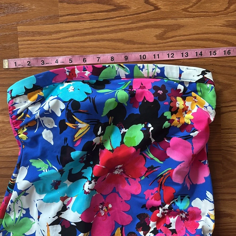 NEW Swim SolutionsTummy Control Colorful Tropical Floral Faux Tankini Size 10‎